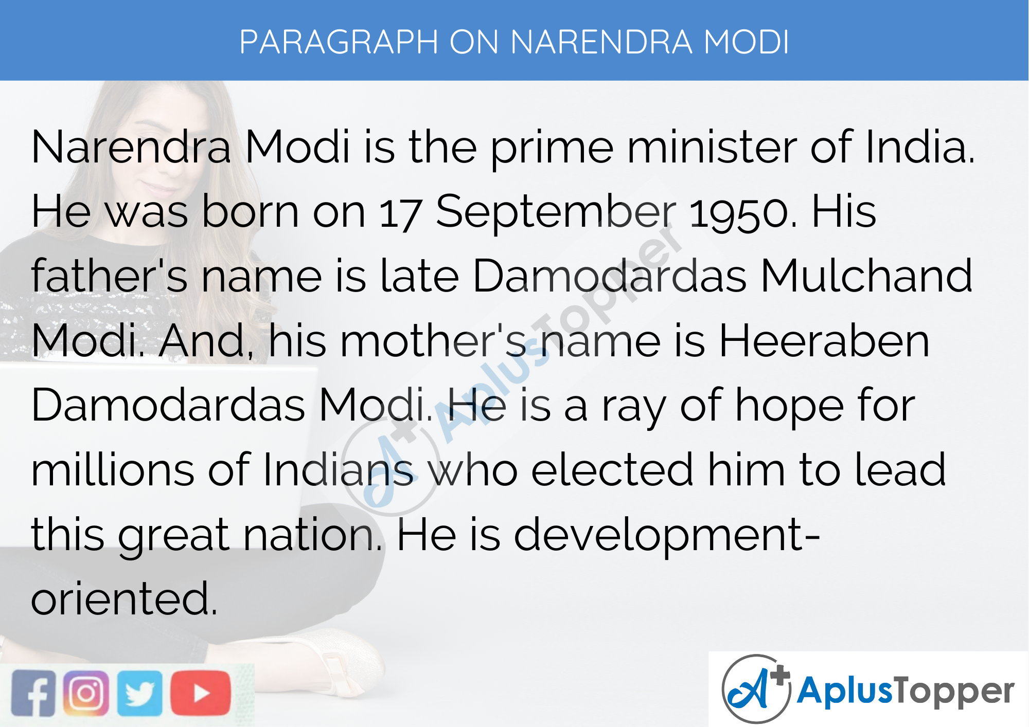 Paragraph on Narendra Modi - 100 Words for Classes 1, 2, 3 Kids