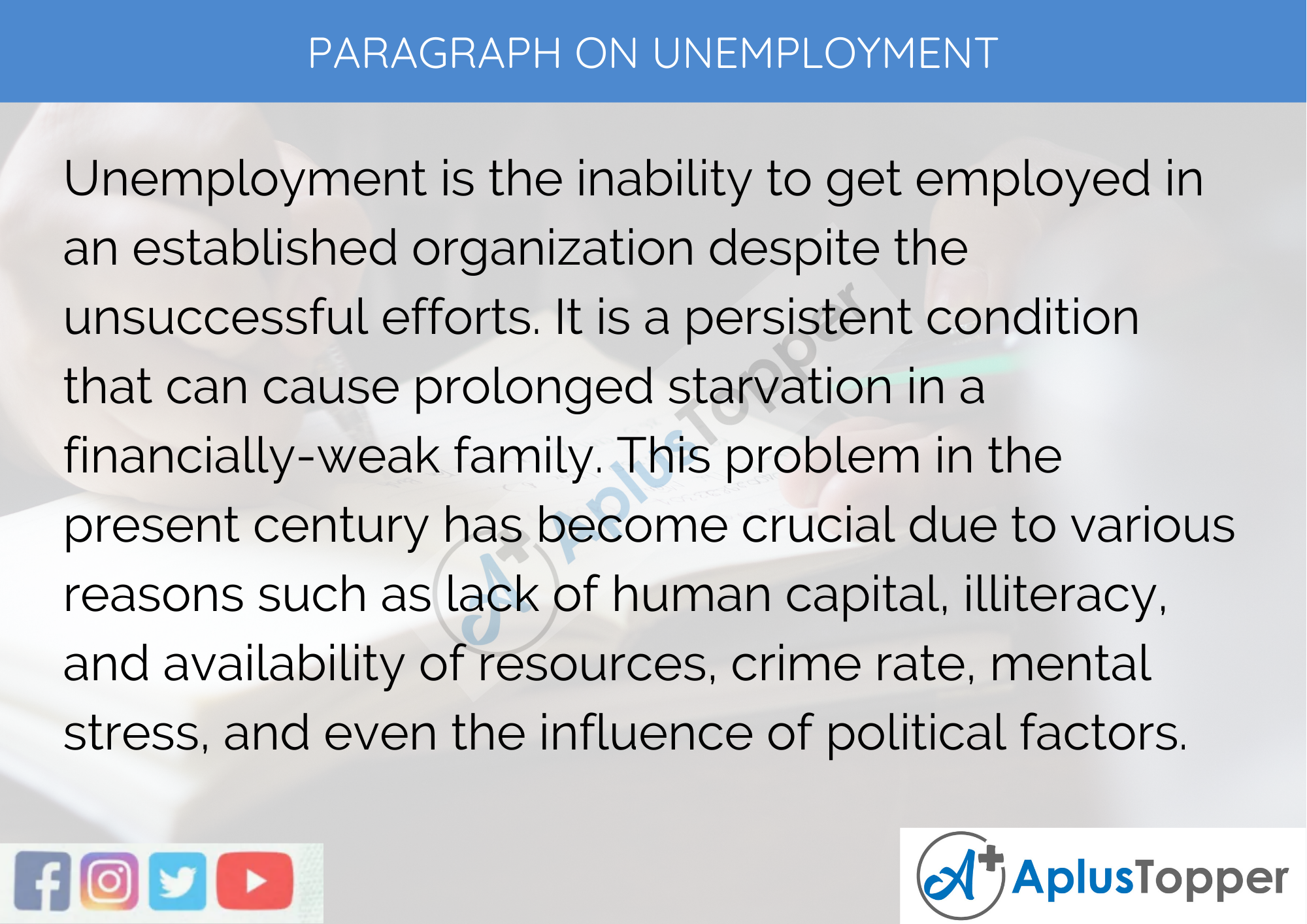 Unemployment Paragraph 150 words