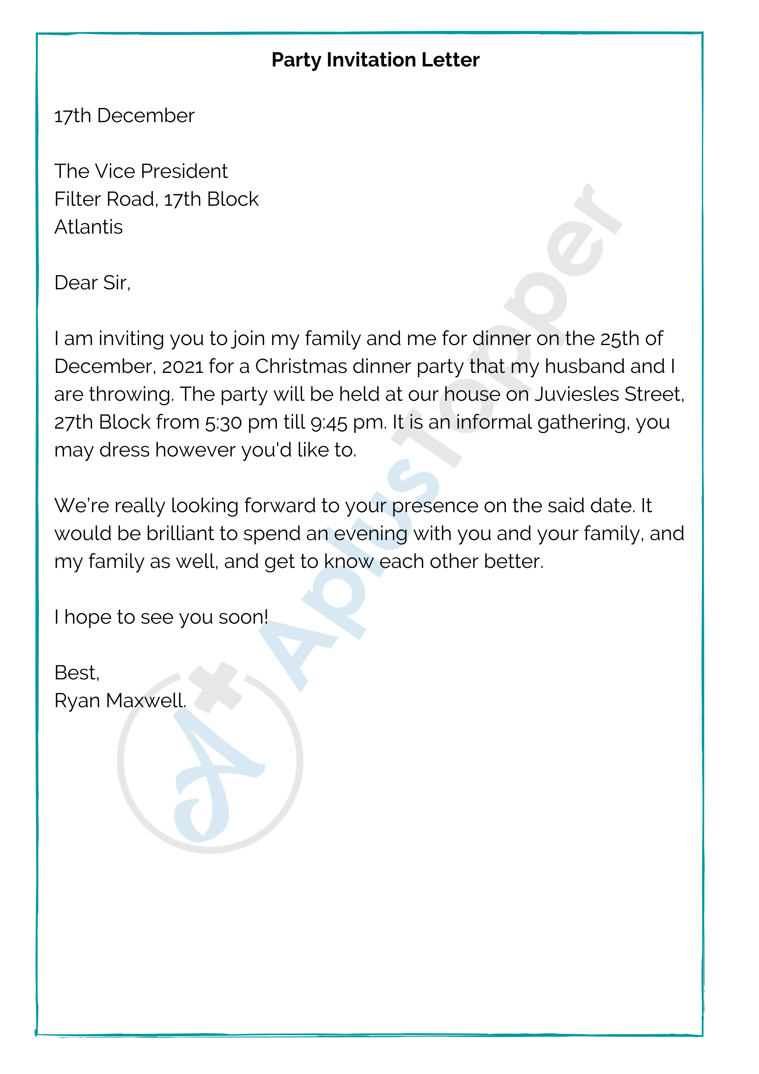 Party Invitation Letter