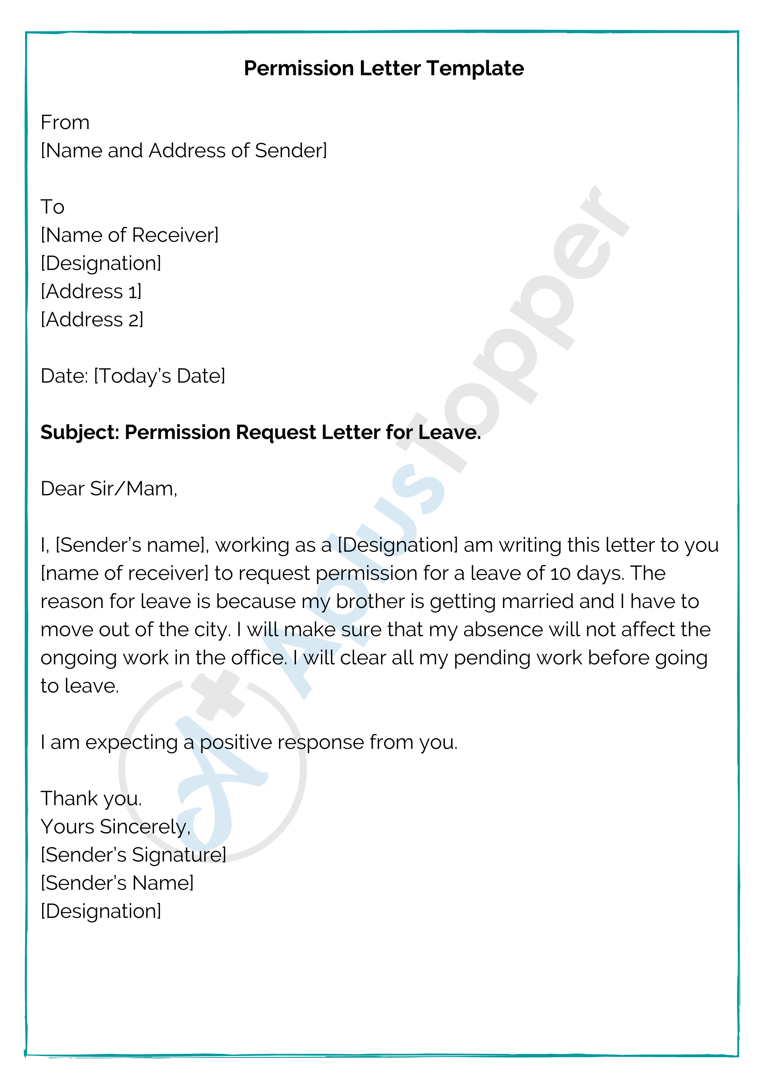 Permission Letter Template