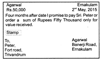 Plus One Accountancy Chapter Wise Previous Questions Chapter 7 Bill of Exchange March 2016 Q1