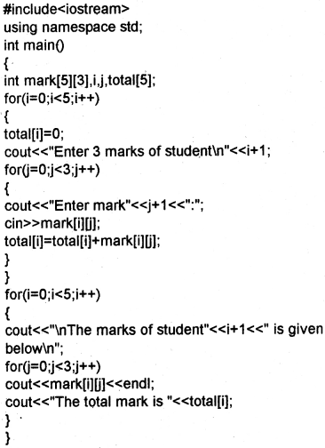 Plus One Computer Science Chapter Wise Questions and Answers Chapter 8 Arrays 3M Q14