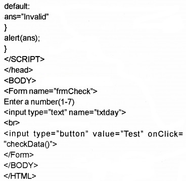 Plus Two Computer Application Chapter Wise Questions and Answers Chapter 6 Client-Side Scripting Using Java Script 5M Q2.2