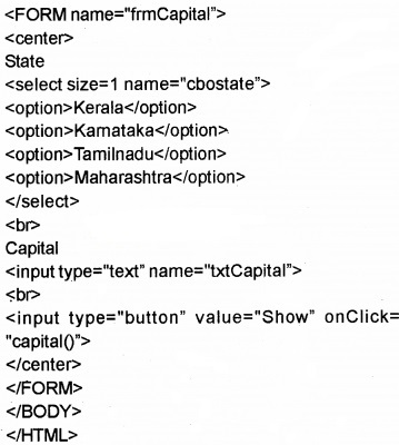 Plus Two Computer Application Chapter Wise Questions and Answers Chapter 6 Client-Side Scripting Using Java Script 5M Q6.2