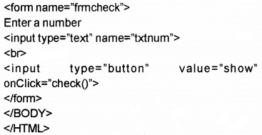 Plus Two Computer Application Chapter Wise Questions and Answers Chapter 6 Client-Side Scripting Using Java Script Assess Questions Q10.1