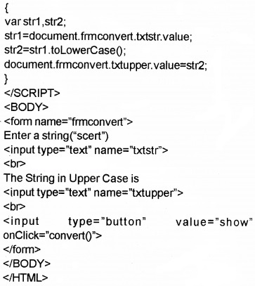 Plus Two Computer Application Chapter Wise Questions and Answers Chapter 6 Client-Side Scripting Using Java Script Assess Questions Q10.3