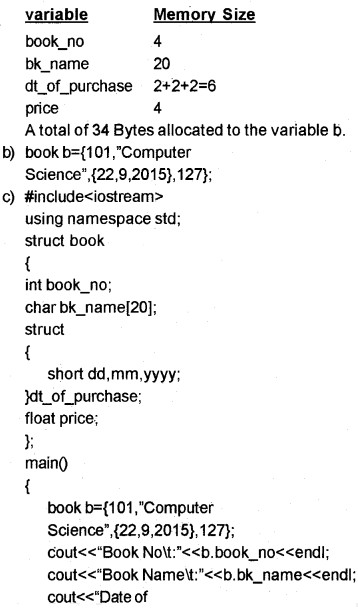 Plus Two Computer Science Chapter Wise Questions and Answers Chapter 1 Structures and Pointers 5M Q1