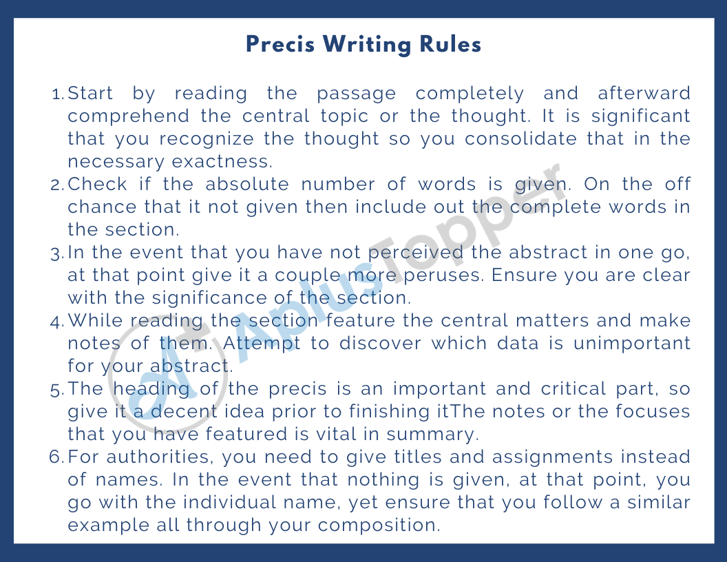 Precis Writing Rules