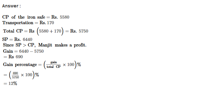 Profit and Loss RS Aggarwal Class 8 Maths Solutions Ex 10A 5.1