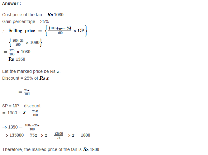 Profit and Loss RS Aggarwal Class 8 Maths Solutions Ex 10B 11.1