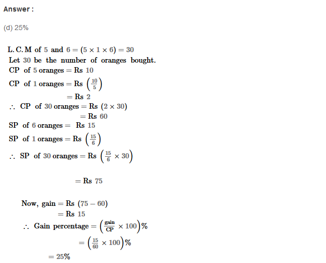 Profit and Loss RS Aggarwal Class 8 Maths Solutions Ex 10D 10.1