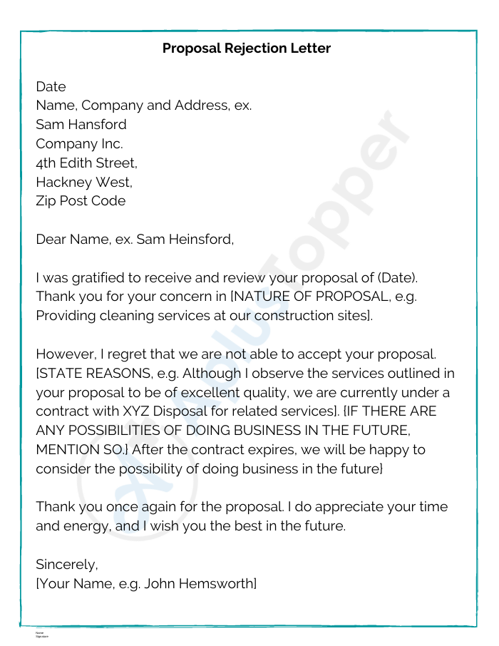 Proposal Rejection Letter