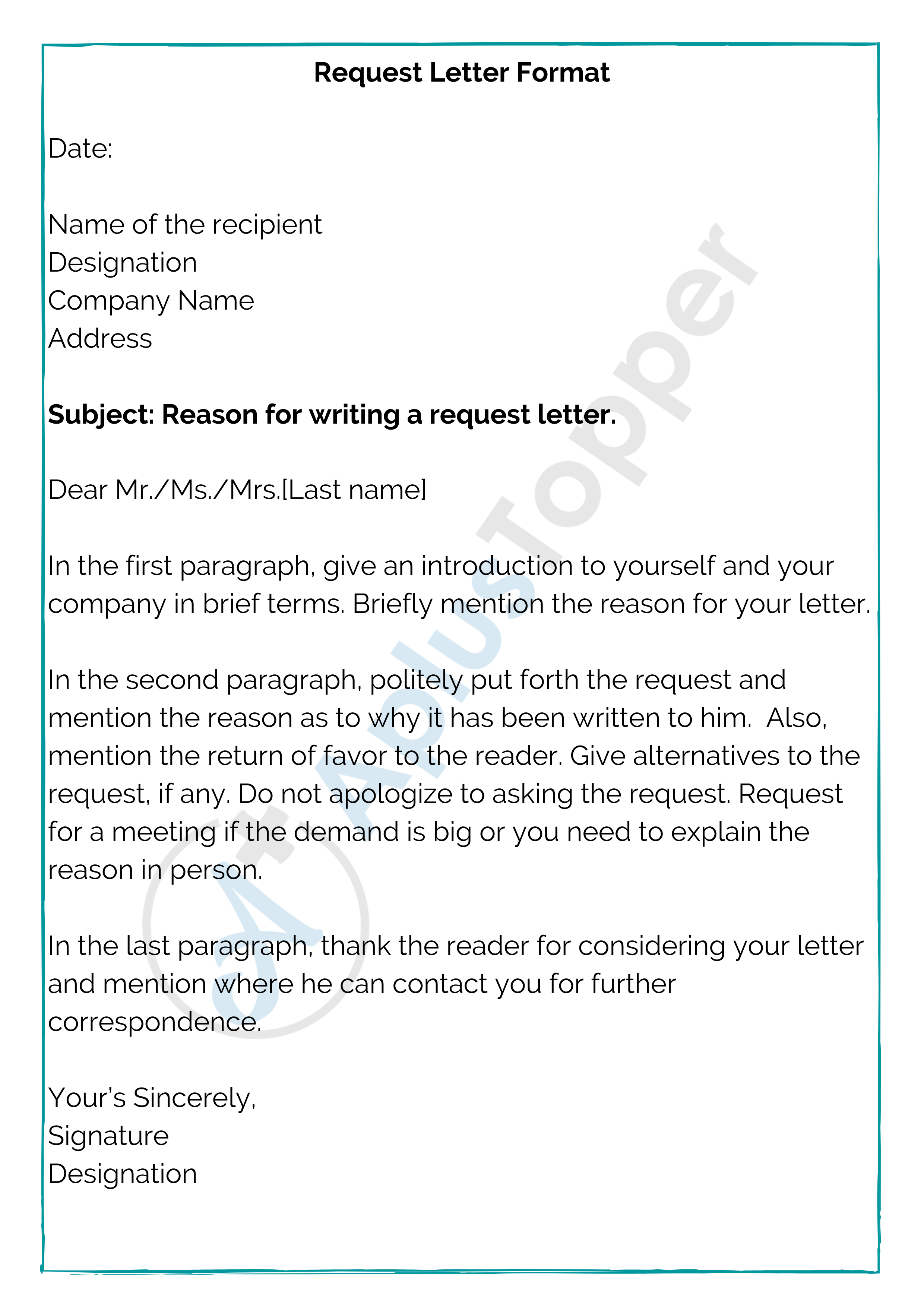 Request Letter Format