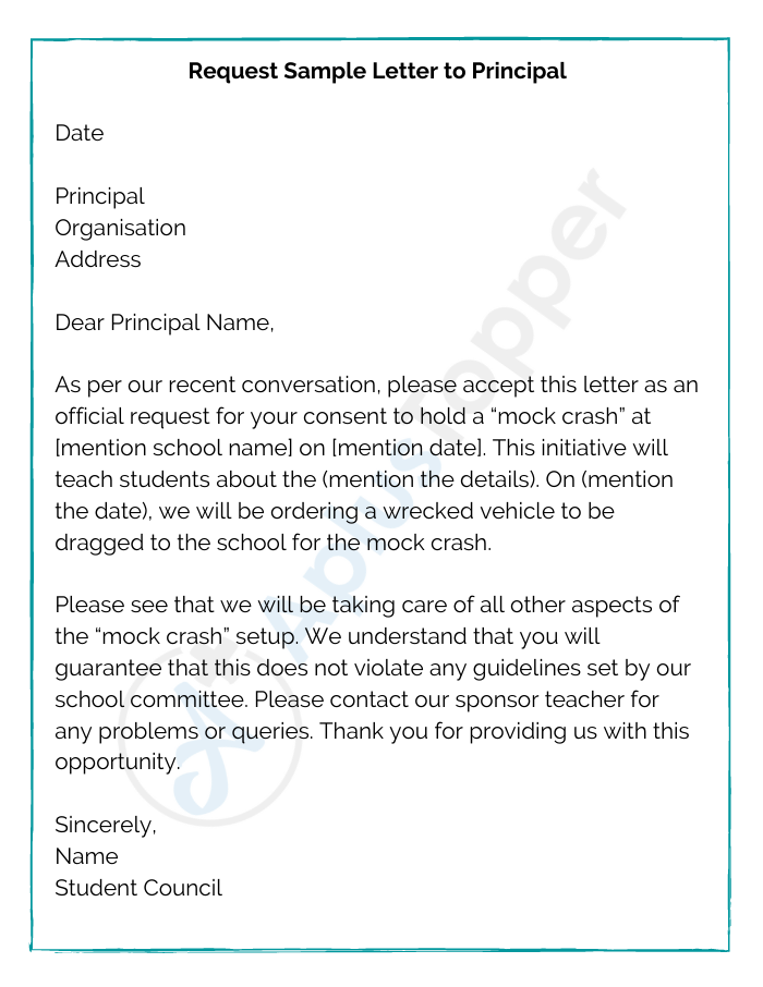 Request Sample Letter to principal