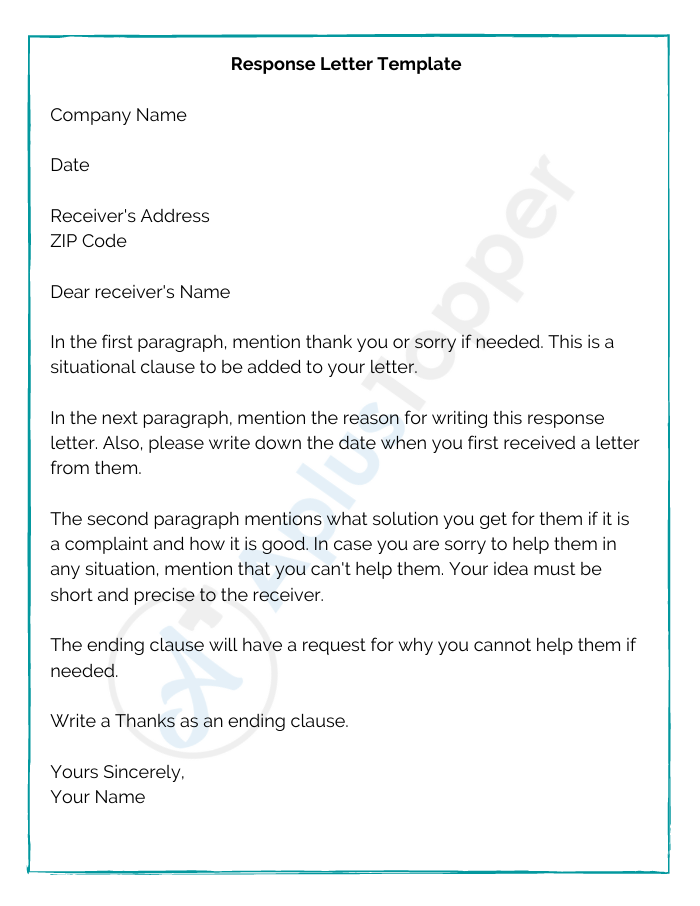 Response Letter Template