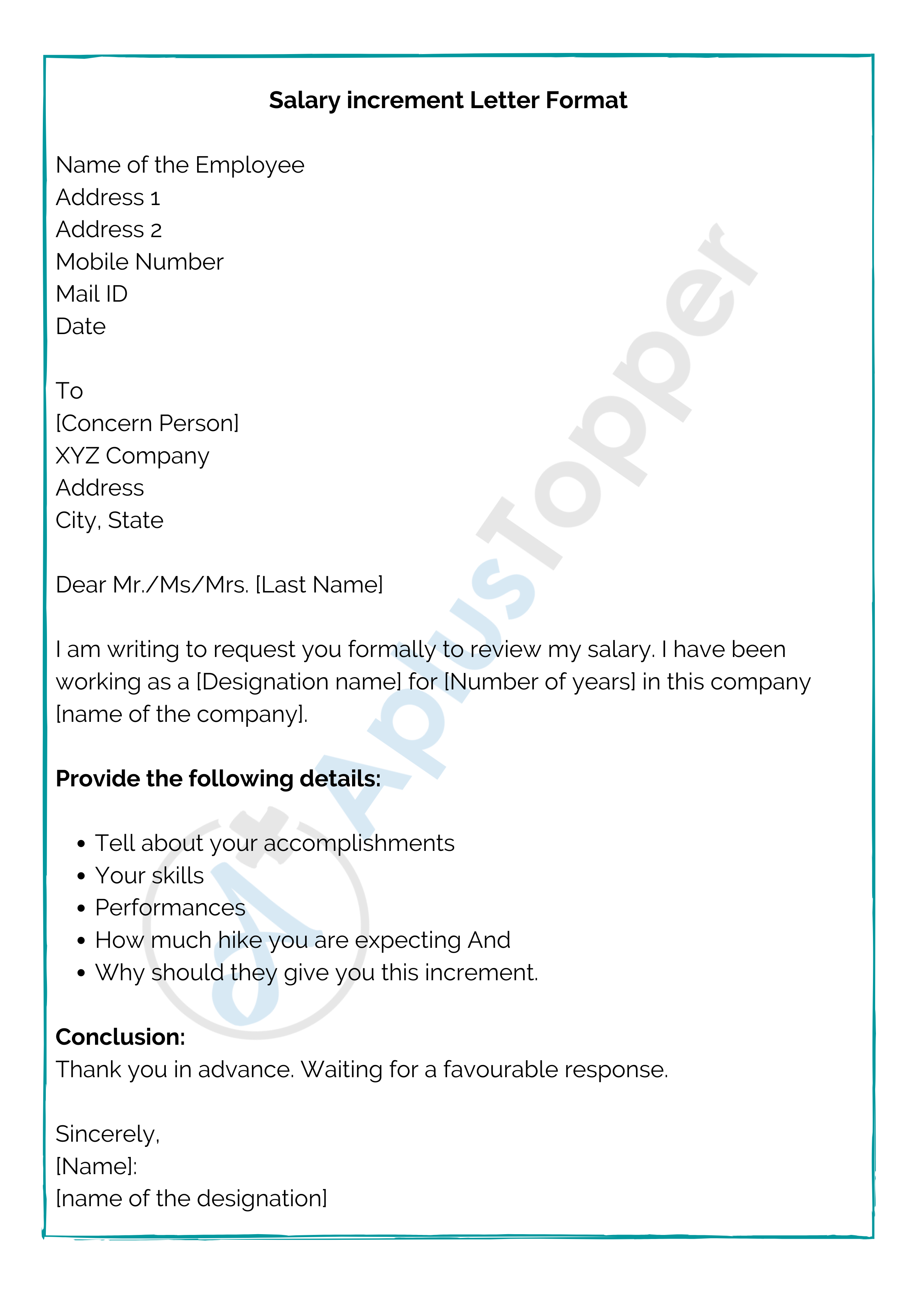 Salary Increment Letter Format