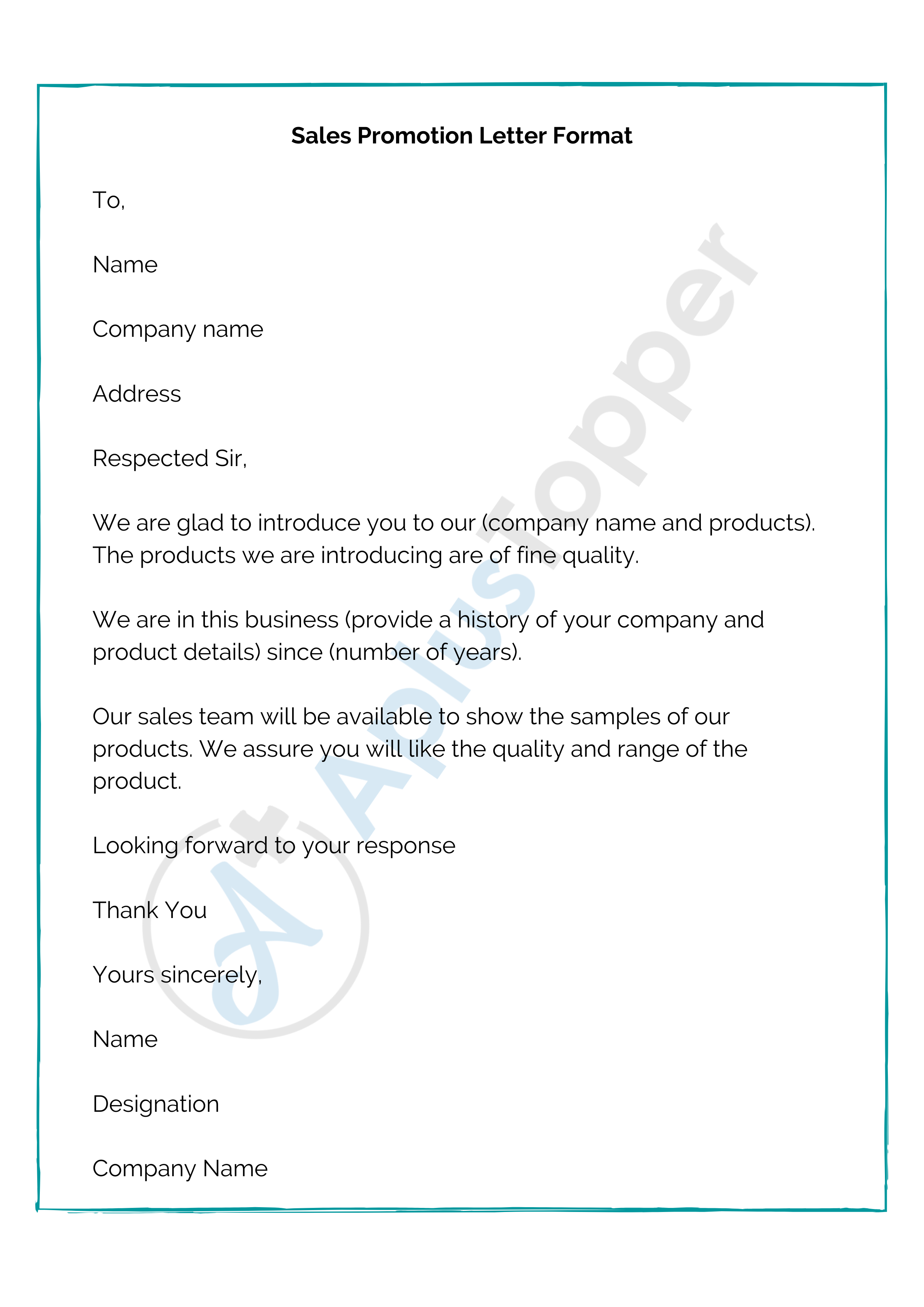 Sales Promotion Letter