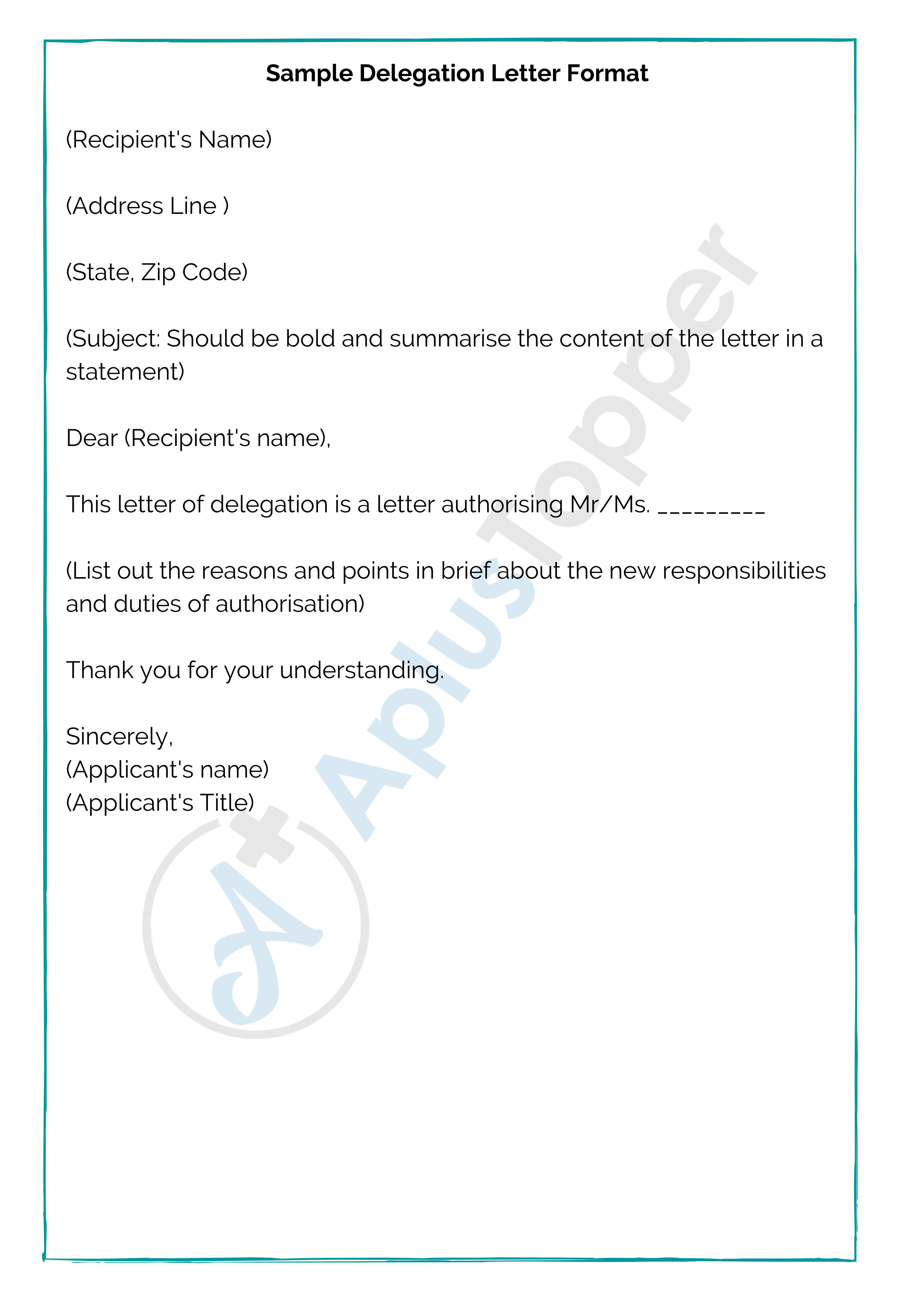 Sample Delegation Letter Format