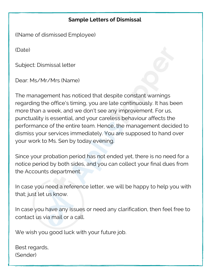 Sample Letter of Dismissal