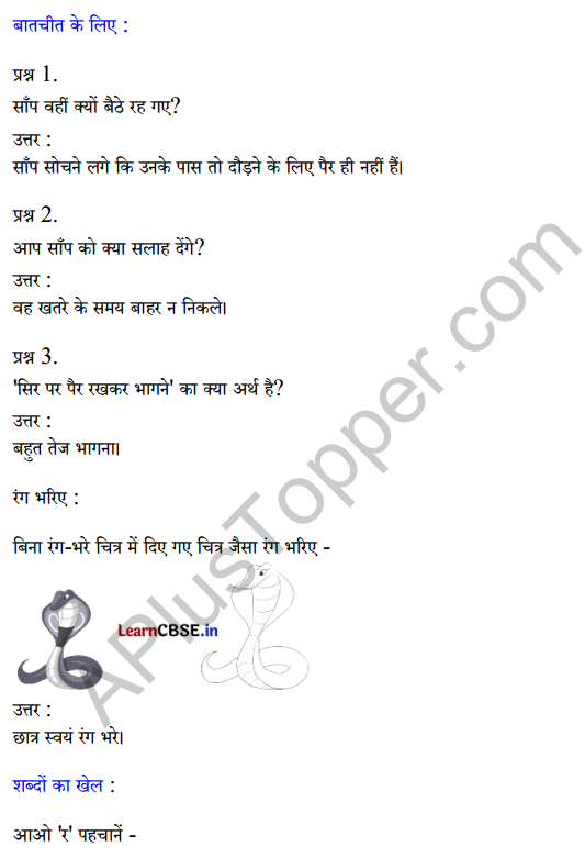 Sarangi Hindi Book Class 1 Solutions Chapter 8 खतरे में साँप 1