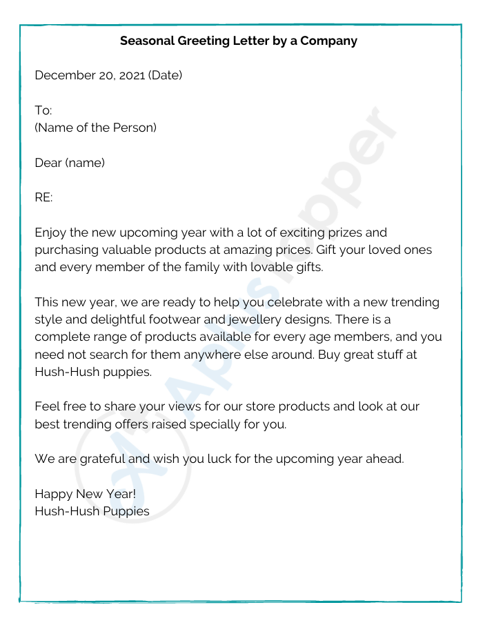 Seasonal Greeting Letter by a Company