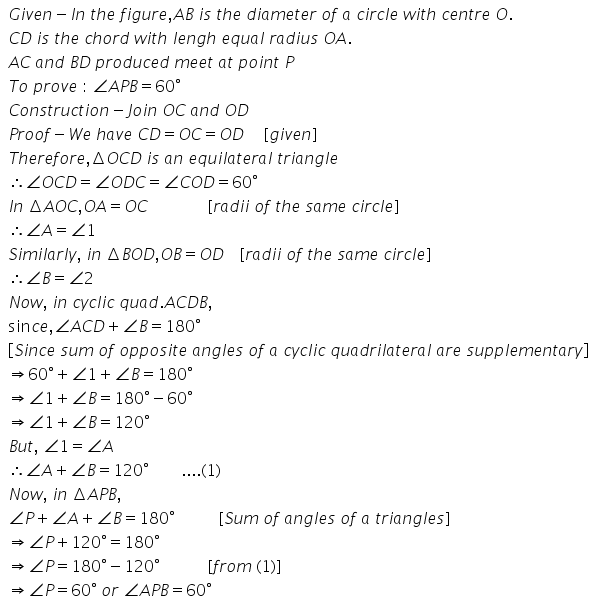 Selina Concise Mathematics Class 10 ICSE Solutions Circles - 250