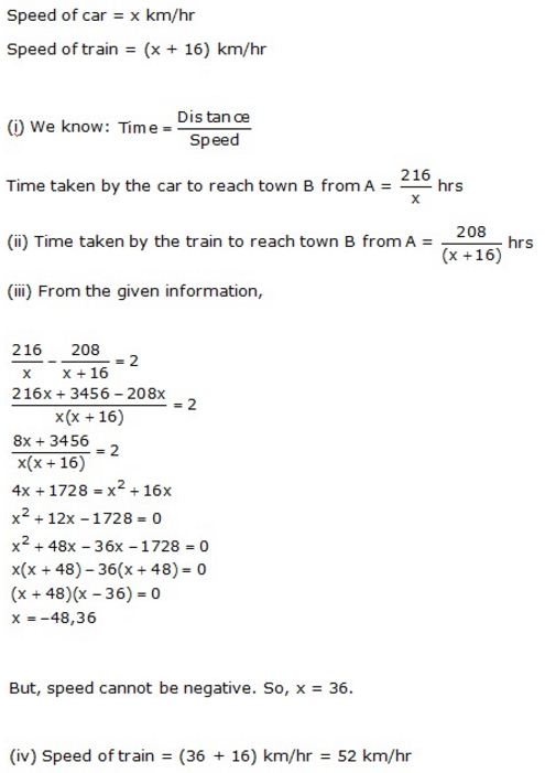 Selina Concise Mathematics Class 10 ICSE Solutions Solving Simple Problems (Based on Quadratic Equations) - 38