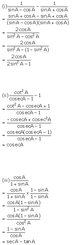 Selina Concise Mathematics Class 10 ICSE Solutions Trigonometrical Identities image - 182