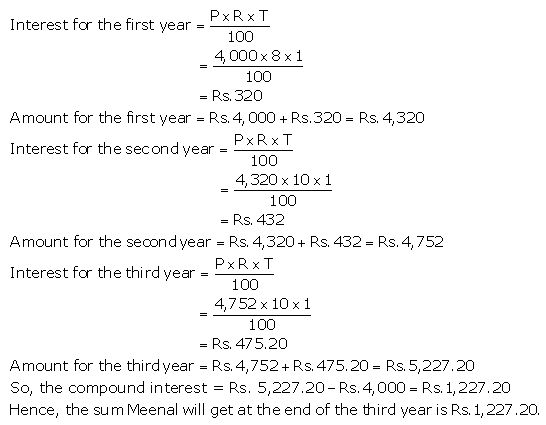 Selina Concise Mathematics Class 9 ICSE Solutions Compound Interest (Without using formula) 12