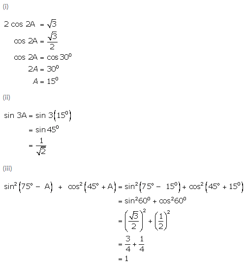 Selina Concise Mathematics Class 9 ICSE Solutions Trigonometrical Ratios of Standard Angles image - 30