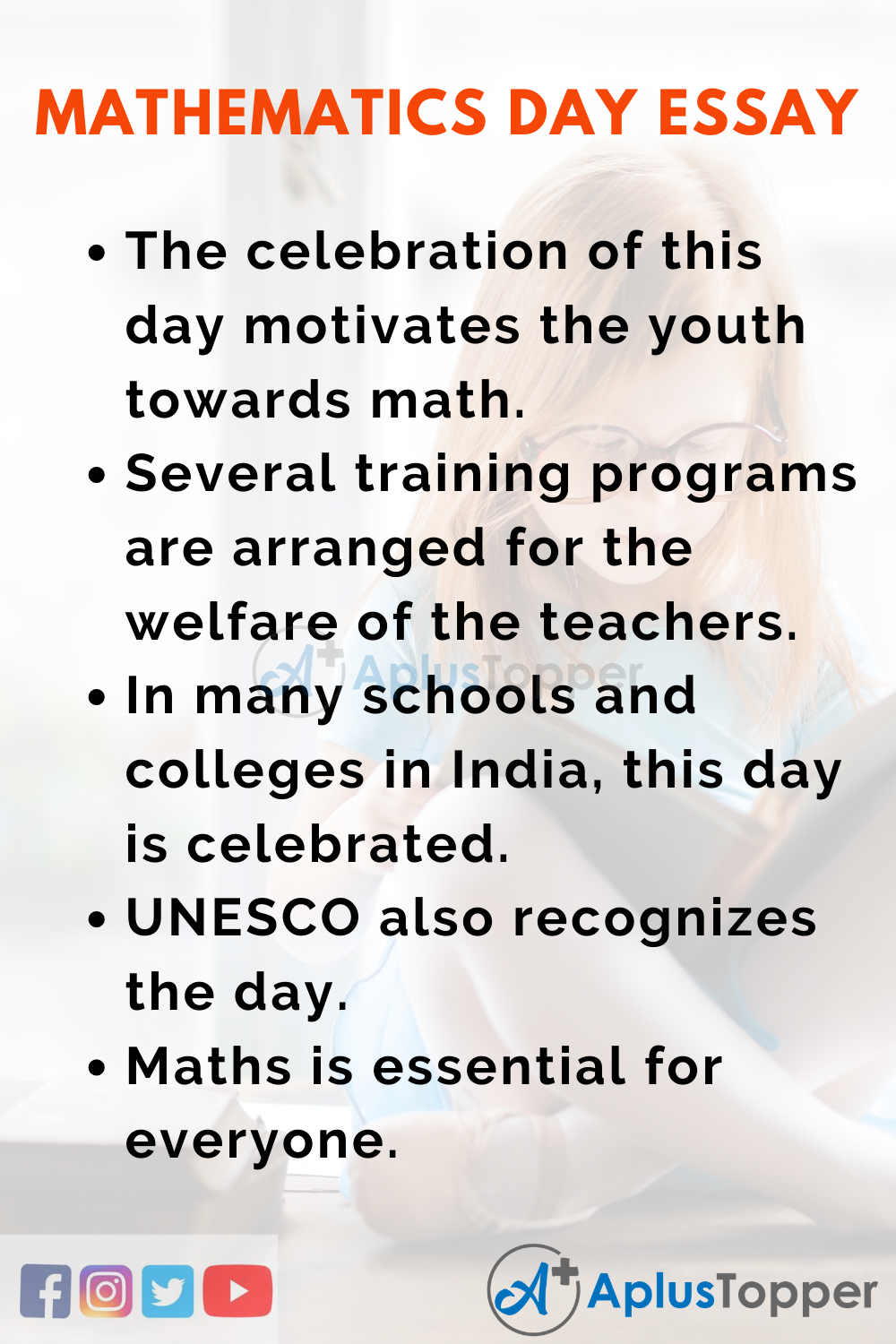 Short Essay On Mathematics Day 150 Words In English