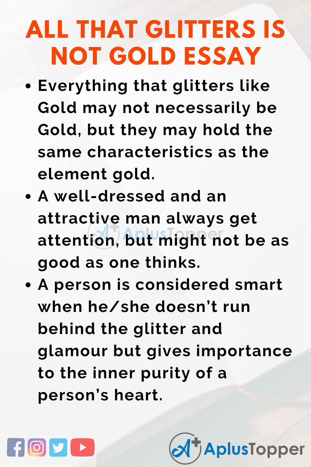 Short Essay on All that Glitters is not Gold Essay 200 Words