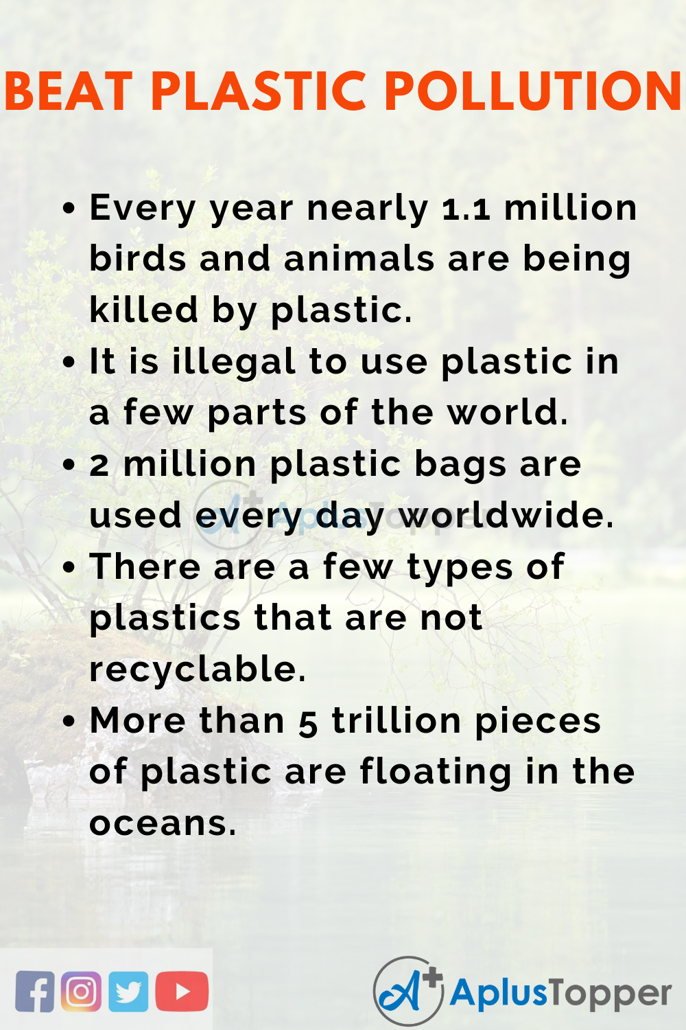 Short Speech On Beat Plastic Pollution 150 Words In English