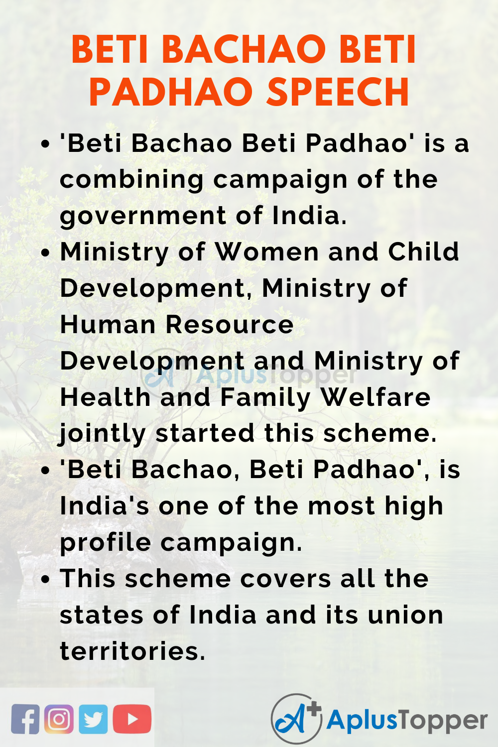 Short Speech On Beti Bachao Beti Padhao 150 Words In English