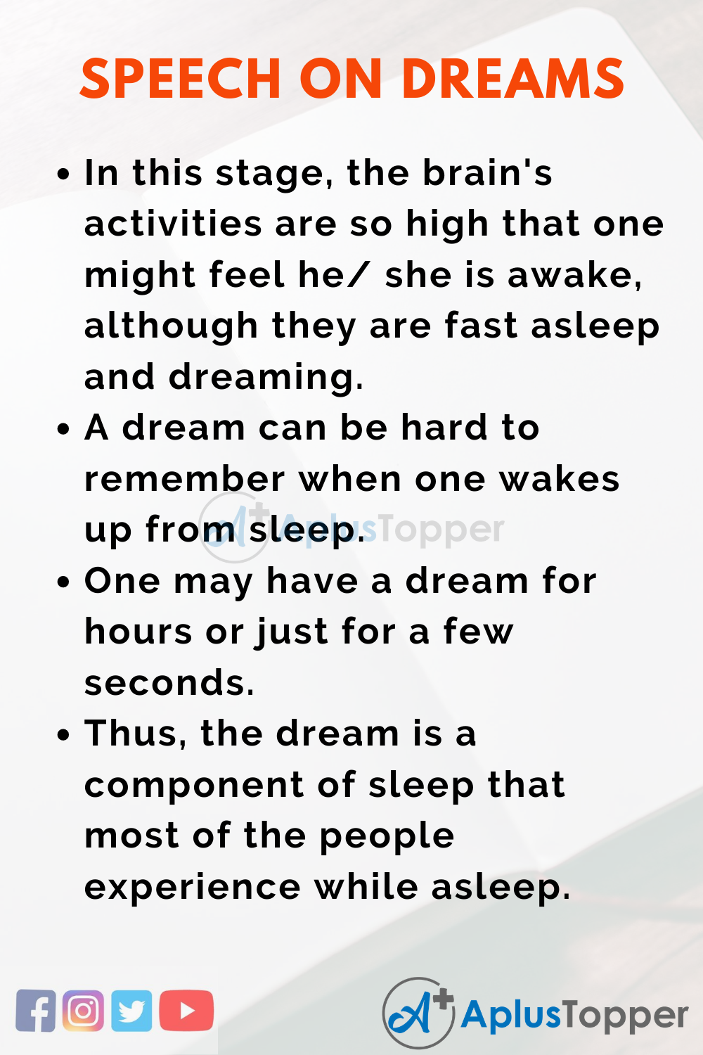 Short Speech On Dreams 150 Words In English