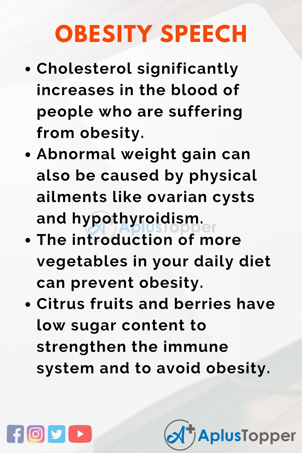 Short Speech On Obesity 150 Words In English