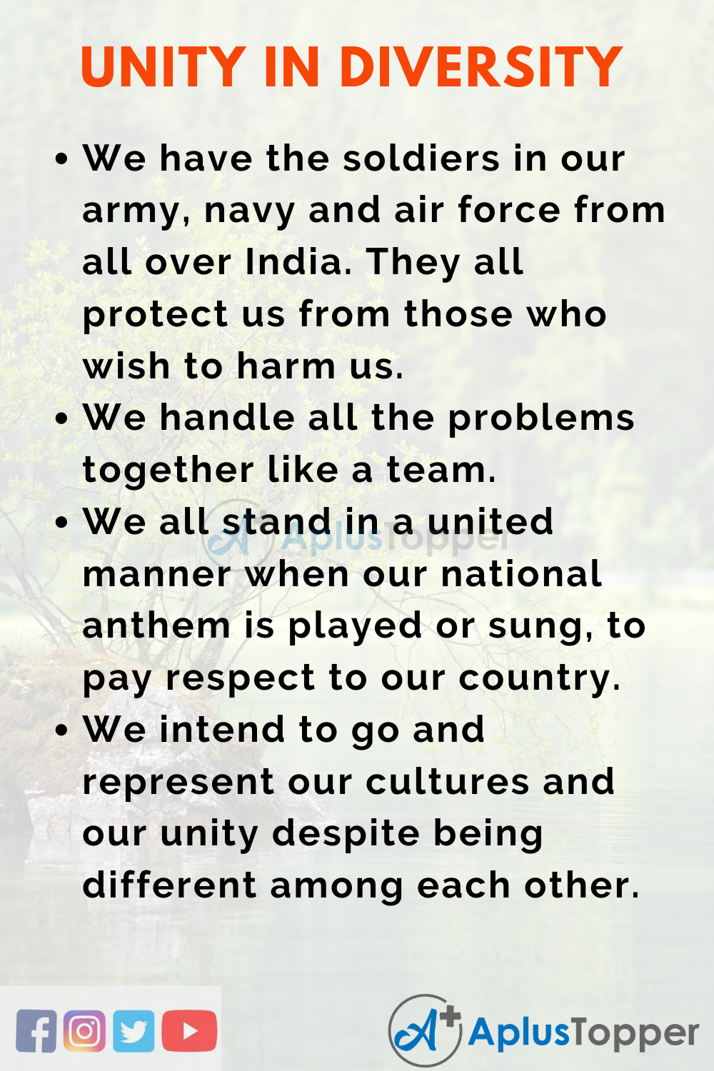 Short Speech On Unity In Diversity 150 Words In English