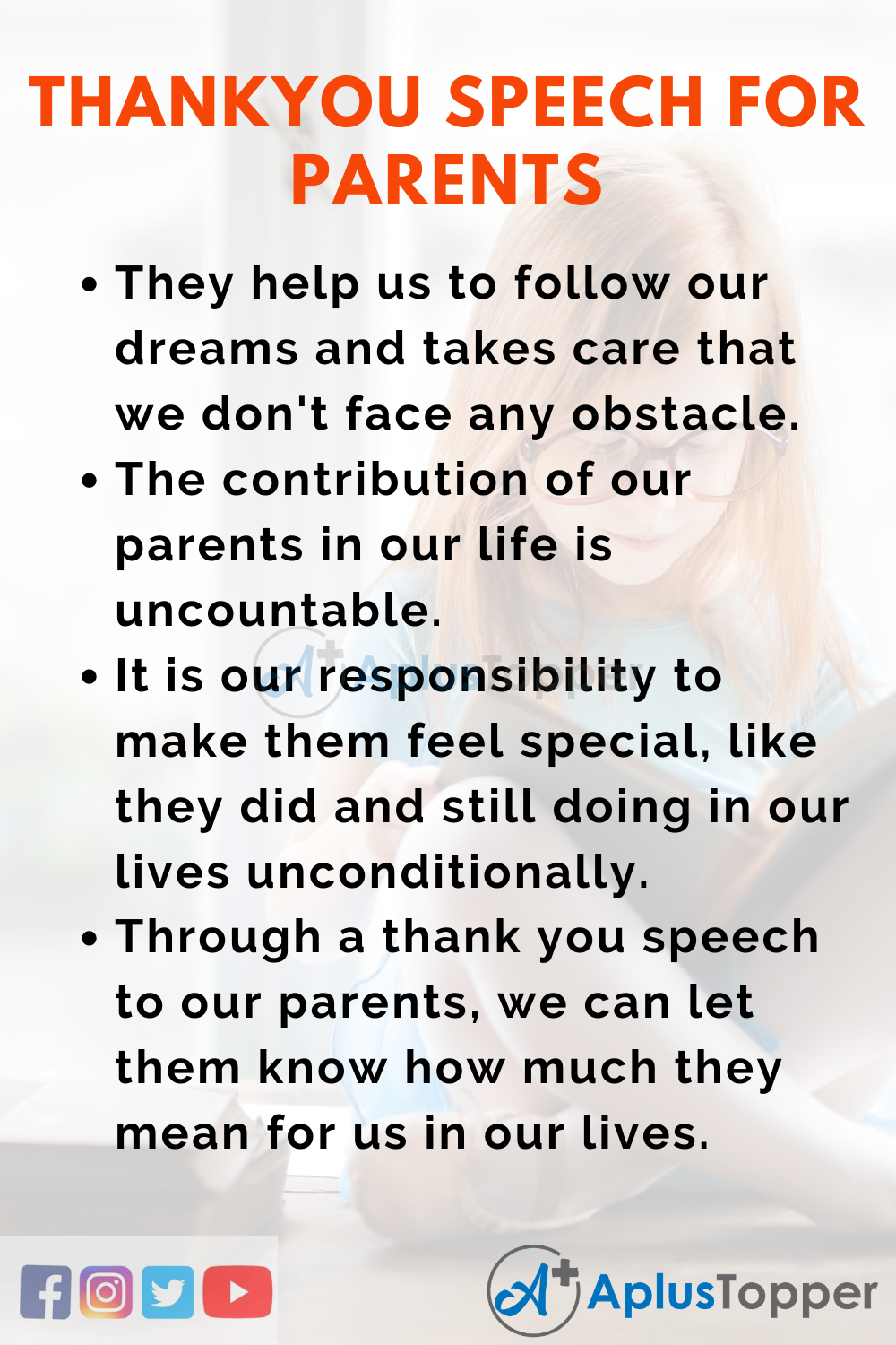 Short Thank You Speech for Parents Of 150 Words In English 