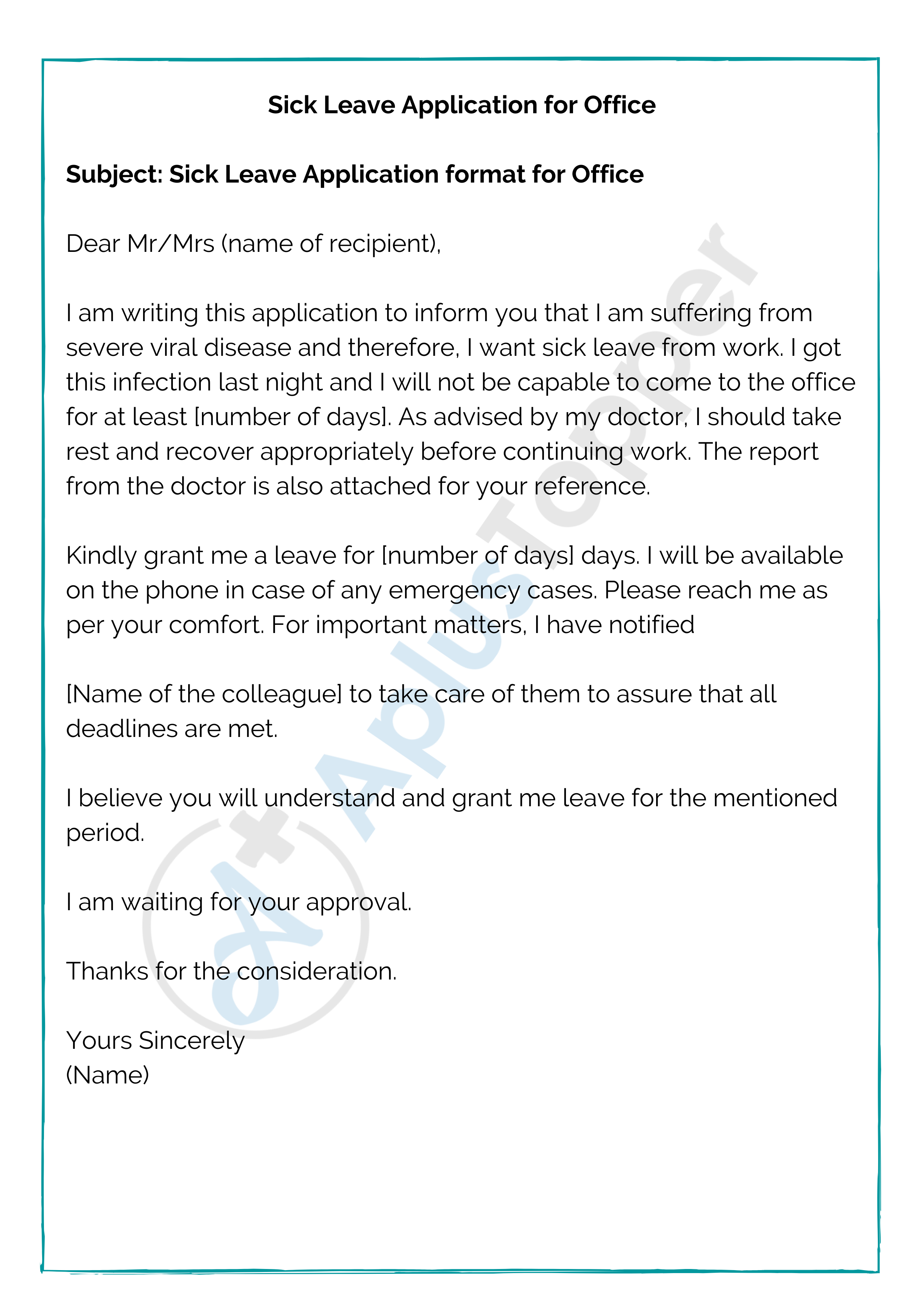 Sick Leave Application for Office