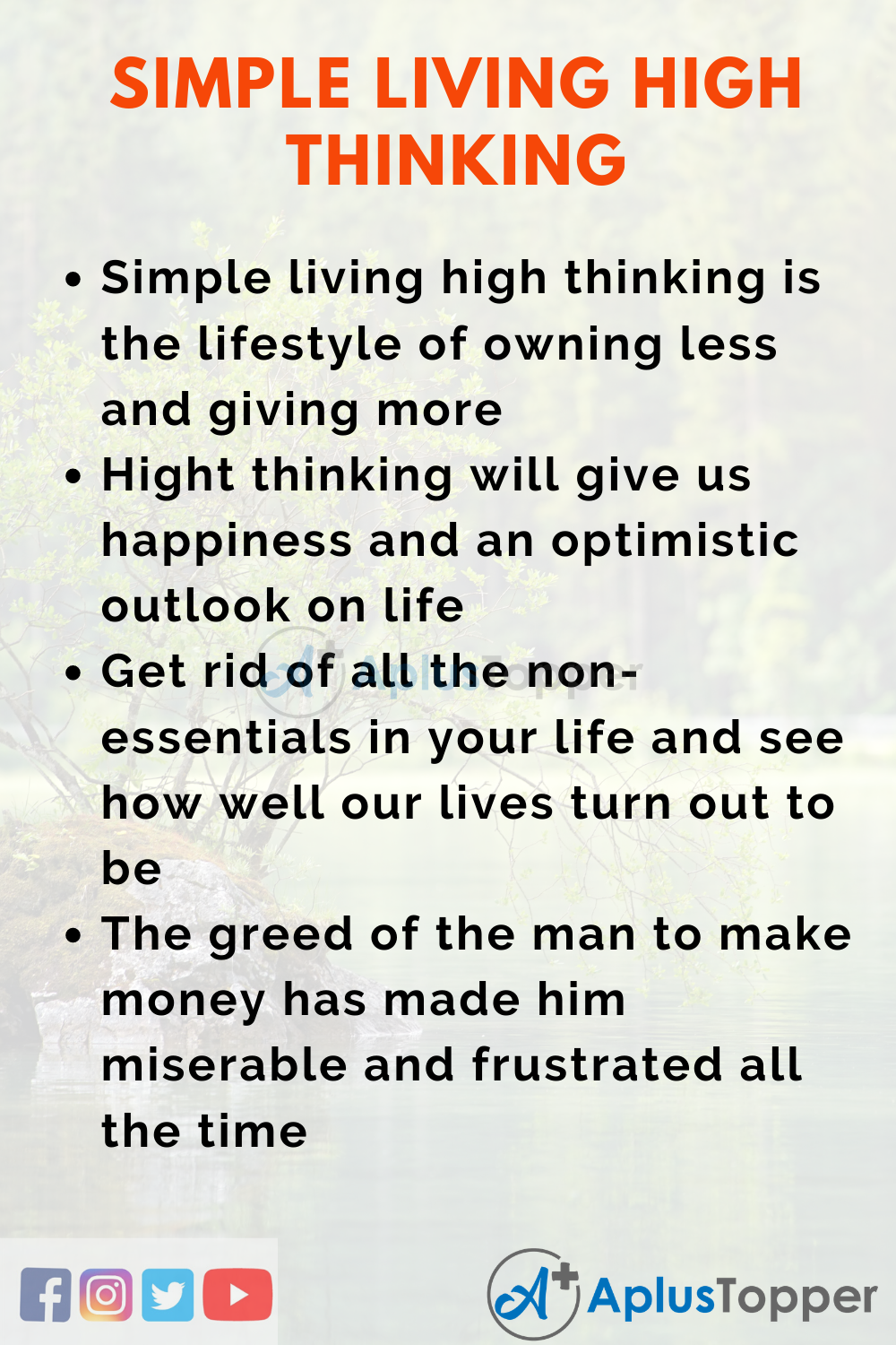 Simple Living High Thinking