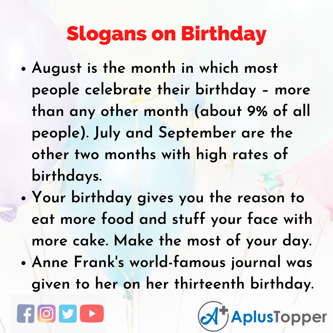 Slogans on Birthday in English