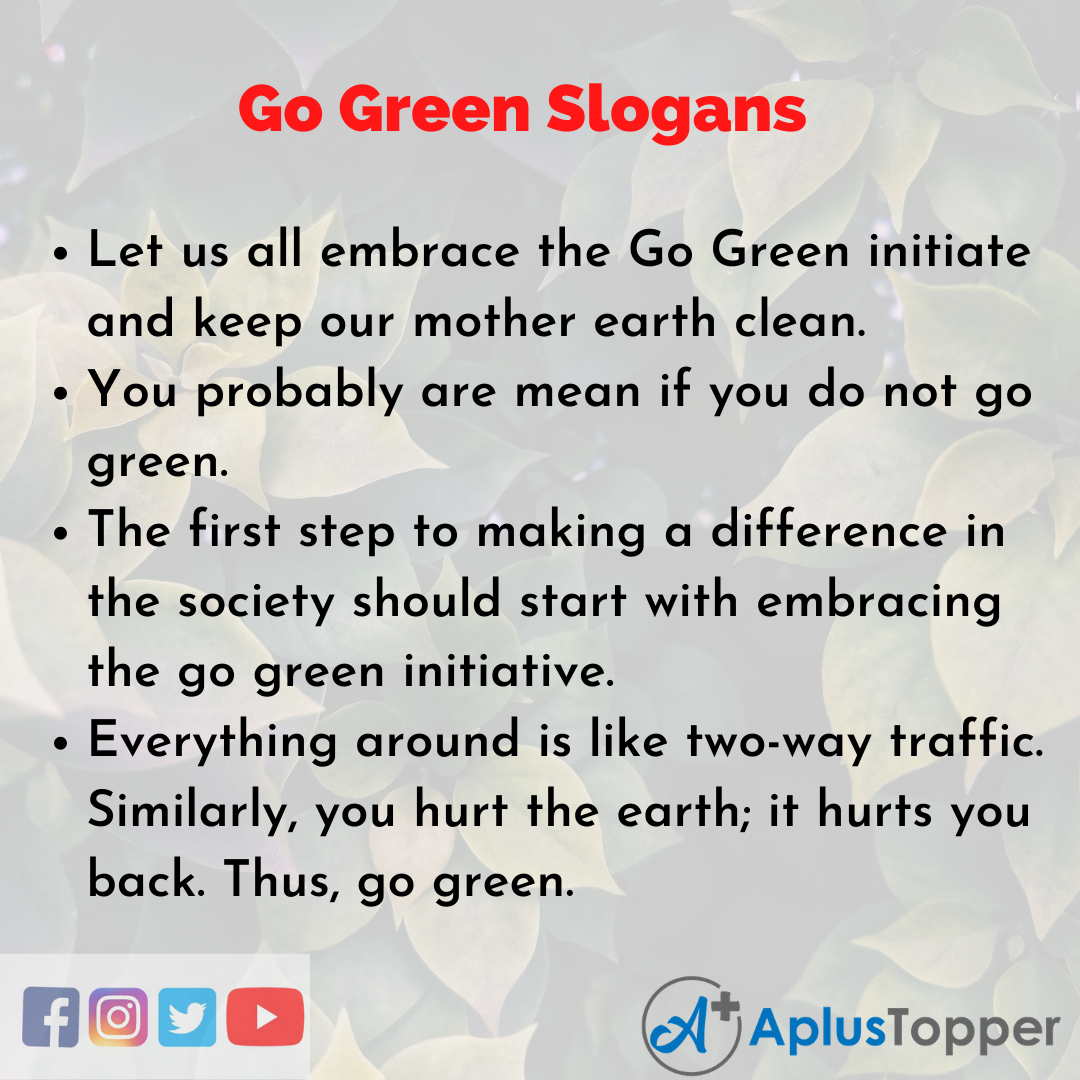 Slogans on Go Green in English