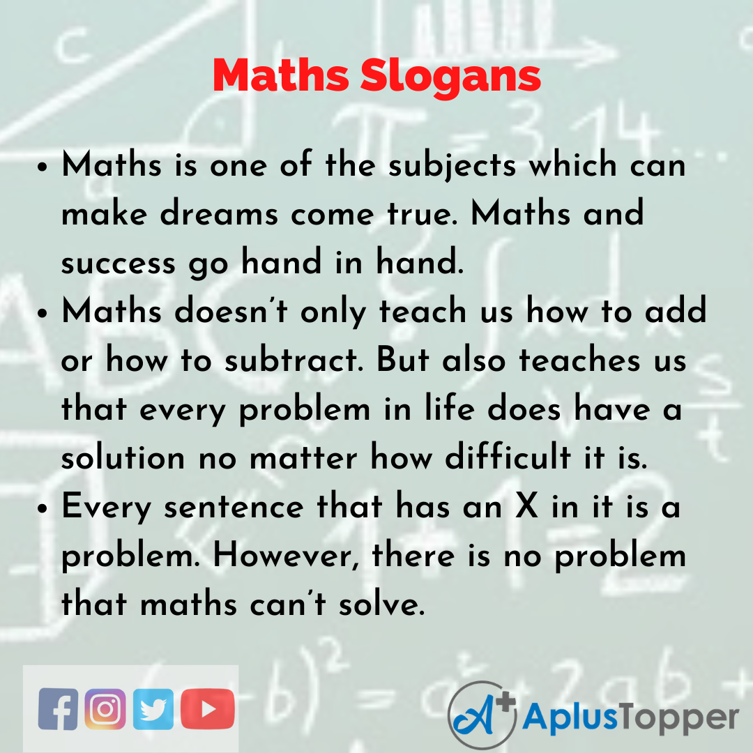 Slogans on Maths in English