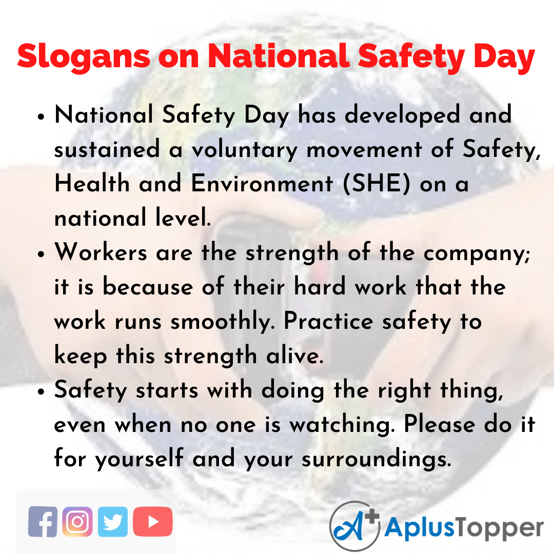 Slogans on National Safety Day in English