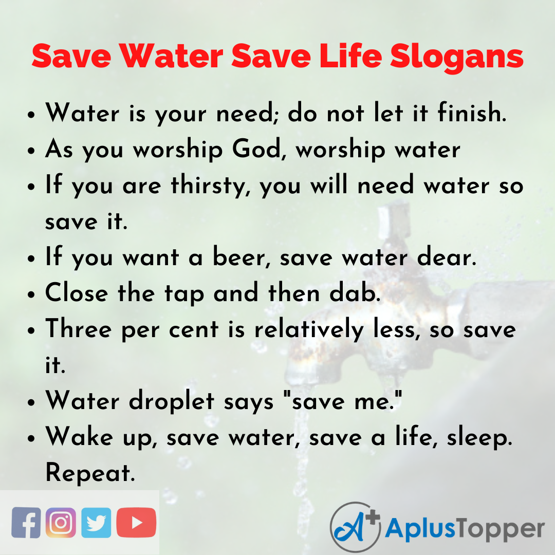 Slogans on Save Water Save Life in English