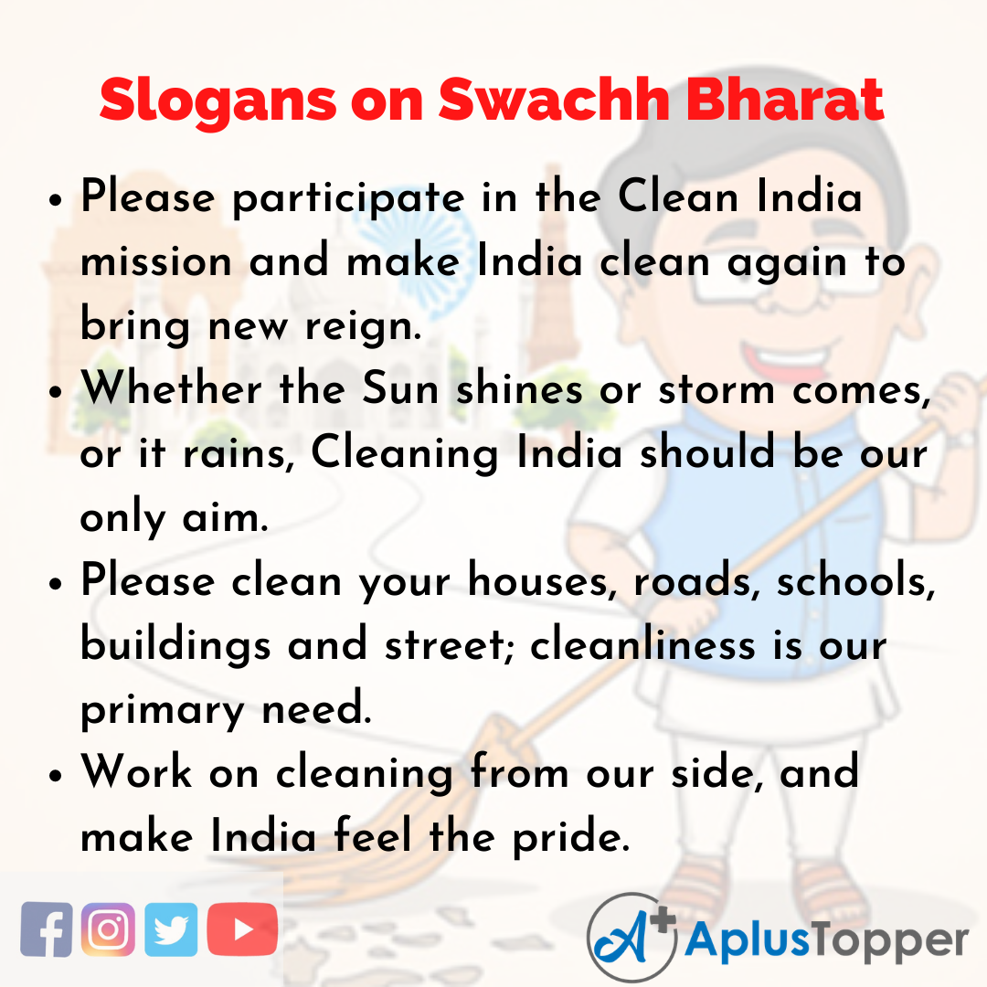 Slogans on Swachh Bharat in English