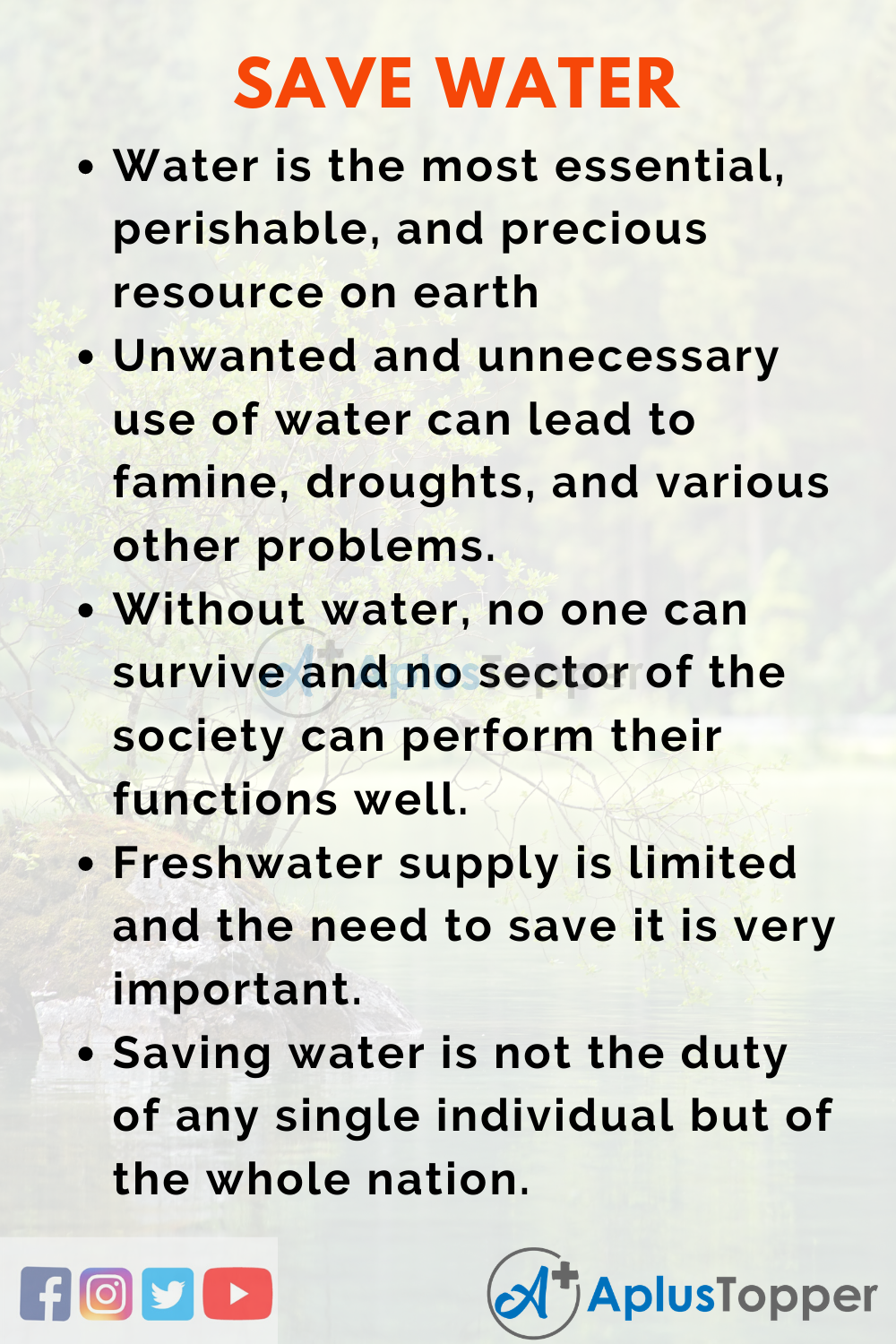 Speech on Save Water