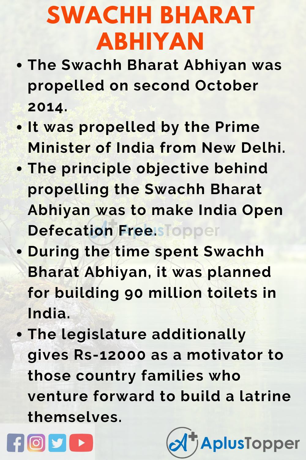 Speech on Swachh Bharat Abhiyan