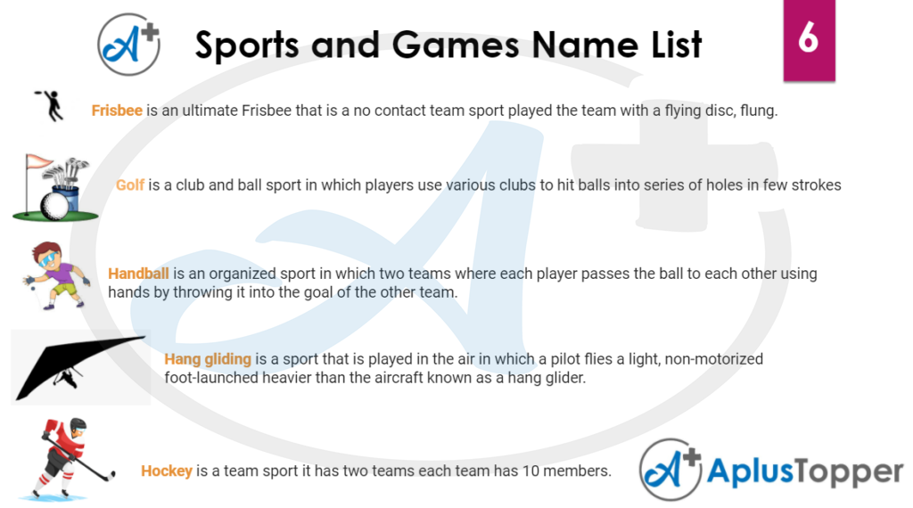 Sports and Games Name List 6