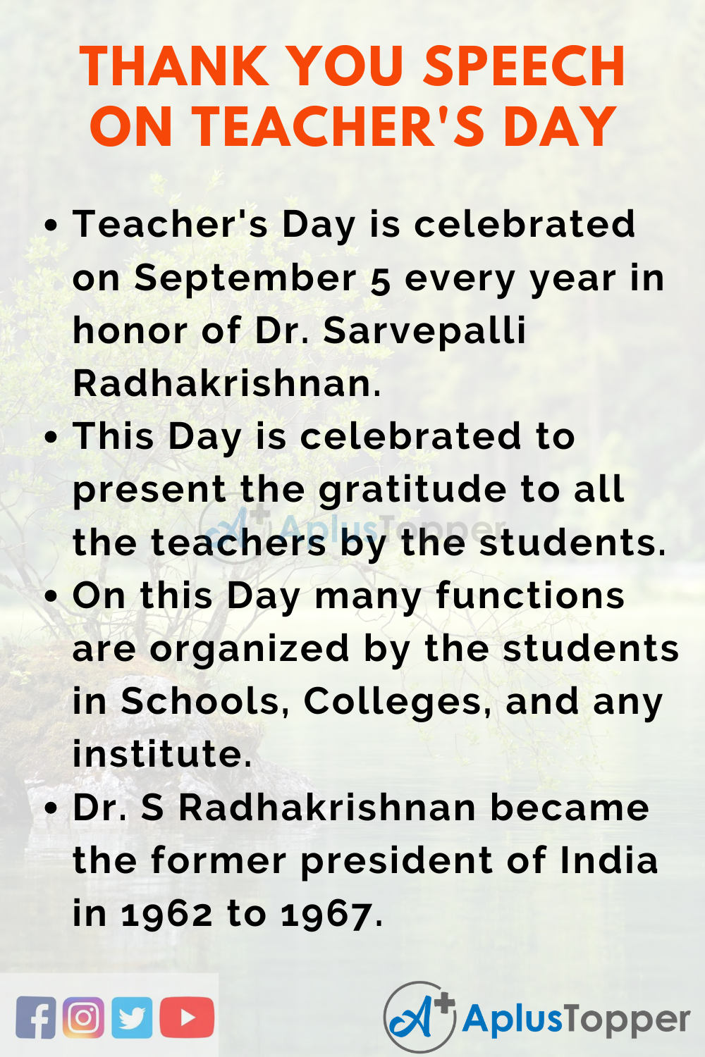 Thank You Speech about Teacher's Day